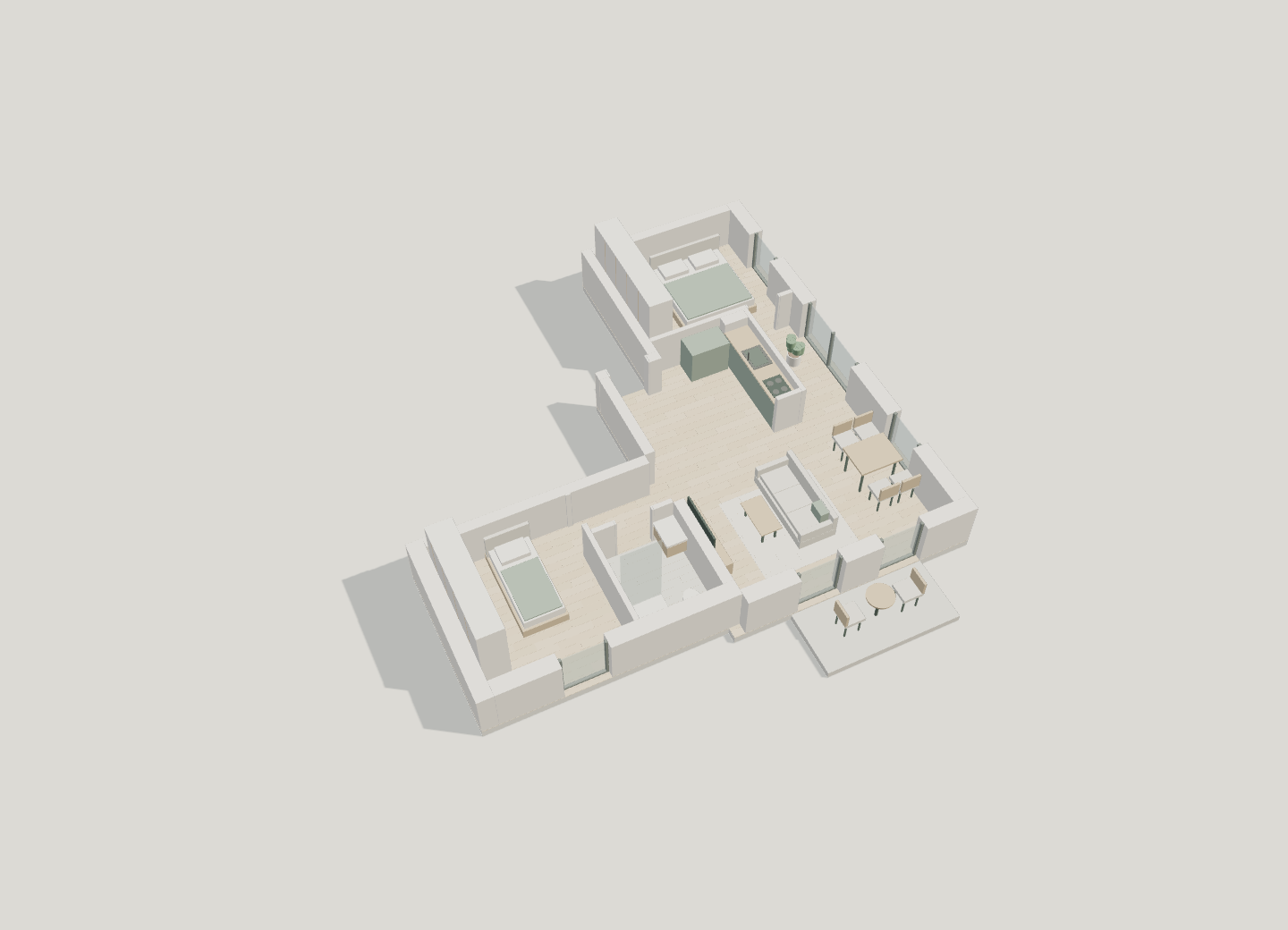 3D-Modell Wohnung 2